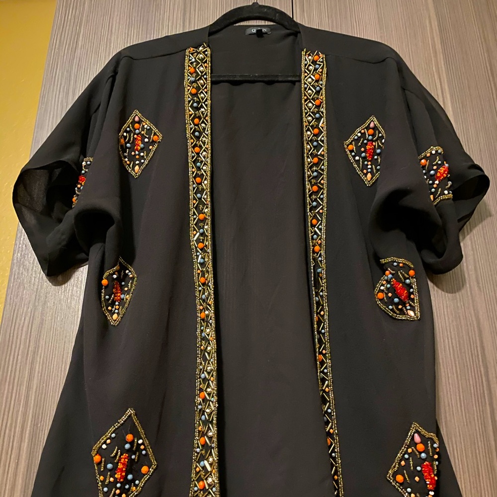 Kimono Gemmed Black Cover up